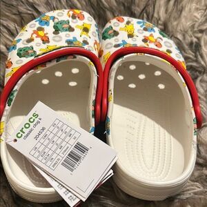 Crocs Kids Classic Clog - White with Red Accents